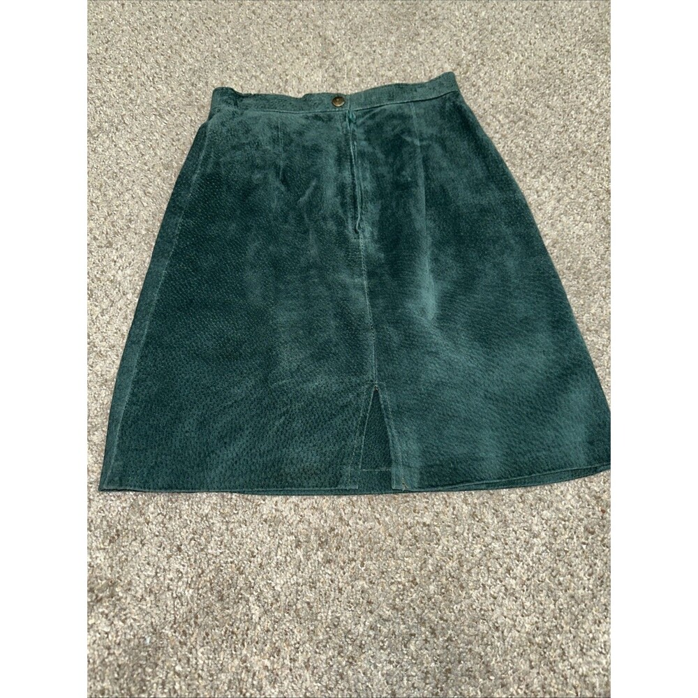 S&U Leather Fashions Green Leather Mini Skirt Womens Size 5–6 USA